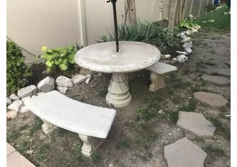 Patio - Concrete Table and Benches